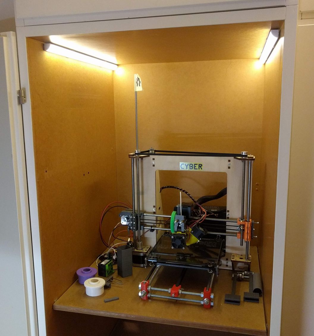 My 3D printer in its own closet